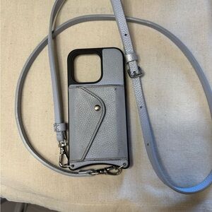 Bandolier Strap iPhone 14 Pro Wallet Case Light Blue